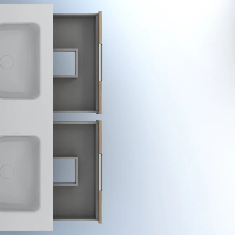 Mueble lavabo SUKI con patas. Opción Blanco, Gris, Antracita, Fumé, Nogal . 3 y 6 cajones. Lavabo simple y doble.