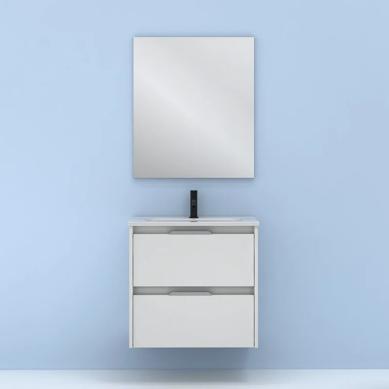 Mueble lavabo SUKI suspendido. Opción Blanco, Gris, Antracita, Fumé, Nogal. 2 y 4 cajones. Lavabo simple y doble.