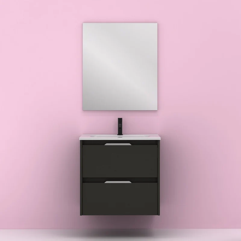 Mueble lavabo SUKI suspendido. Opción Blanco, Gris, Antracita, Fumé, Nogal. 2 y 4 cajones. Lavabo simple y doble.