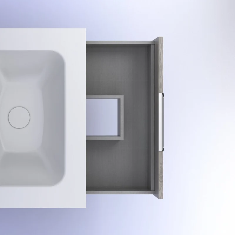 Mueble lavabo SUKI suspendido. Opción Blanco, Gris, Antracita, Fumé, Nogal. 2 y 4 cajones. Lavabo simple y doble.