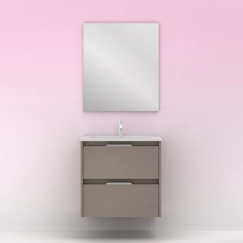 Mueble lavabo SUKI suspendido. Opción Blanco, Gris, Antracita, Fumé, Nogal. 2 y 4 cajones. Lavabo simple y doble.