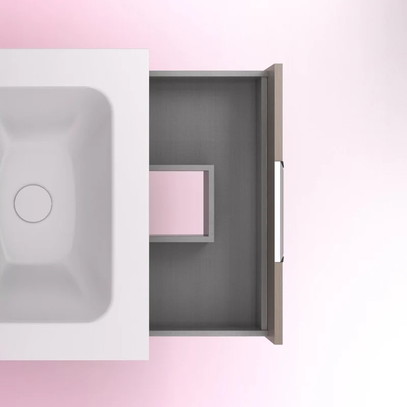 Mueble lavabo SUKI suspendido. Opción Blanco, Gris, Antracita, Fumé, Nogal. 2 y 4 cajones. Lavabo simple y doble.