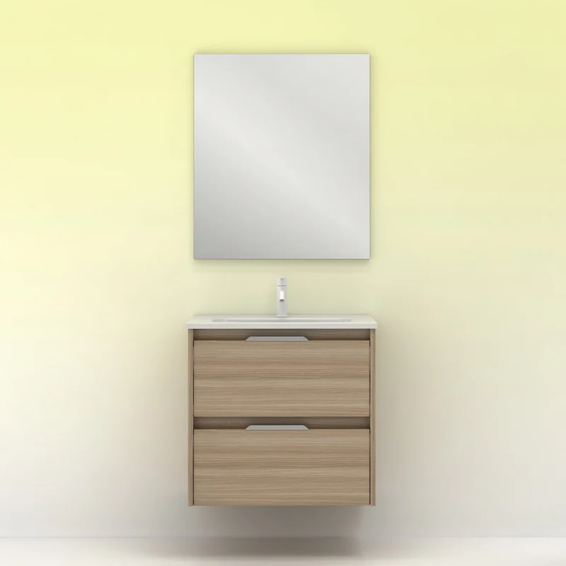 Mueble lavabo SUKI suspendido. Opción Blanco, Gris, Antracita, Fumé, Nogal. 2 y 4 cajones. Lavabo simple y doble.
