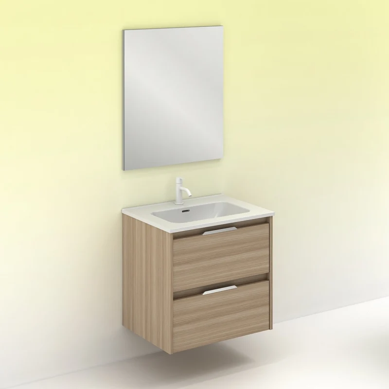 Mueble lavabo SUKI suspendido. Opción Blanco, Gris, Antracita, Fumé, Nogal. 2 y 4 cajones. Lavabo simple y doble.