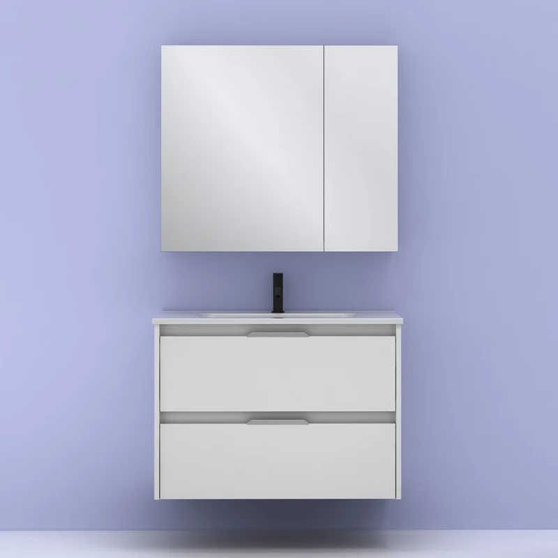 Mueble lavabo SUKI suspendido. Opción Blanco, Gris, Antracita, Fumé, Nogal. 2 y 4 cajones. Lavabo simple y doble.