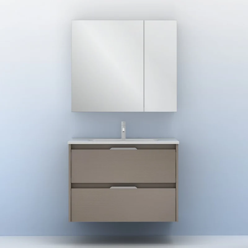 Mueble lavabo SUKI suspendido. Opción Blanco, Gris, Antracita, Fumé, Nogal. 2 y 4 cajones. Lavabo simple y doble.