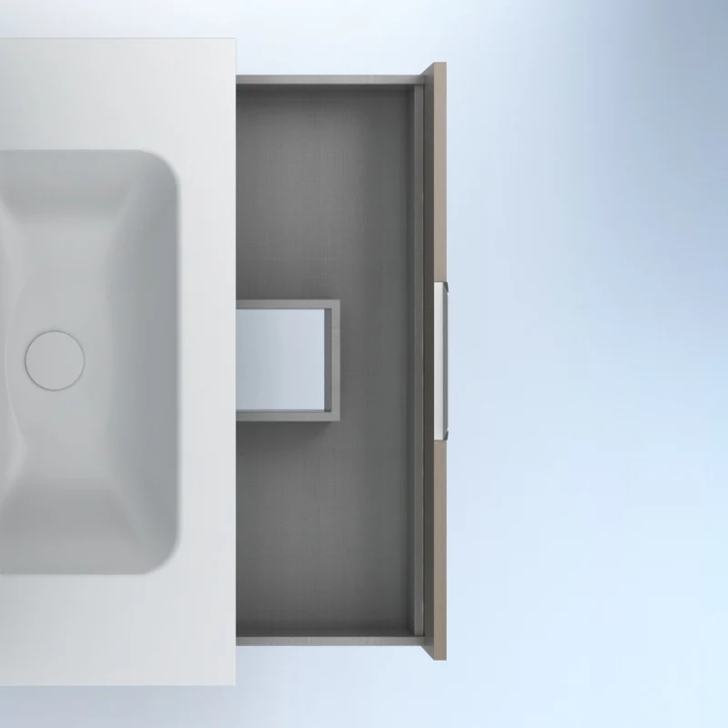 Mueble lavabo SUKI suspendido. Opción Blanco, Gris, Antracita, Fumé, Nogal. 2 y 4 cajones. Lavabo simple y doble.