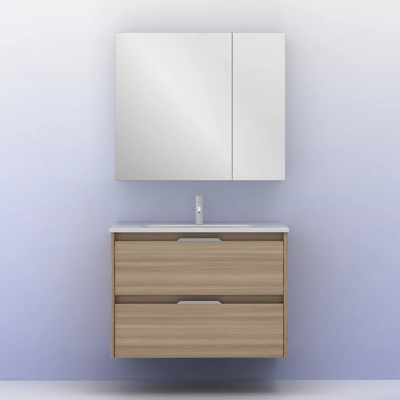 Mueble lavabo SUKI suspendido. Opción Blanco, Gris, Antracita, Fumé, Nogal. 2 y 4 cajones. Lavabo simple y doble.