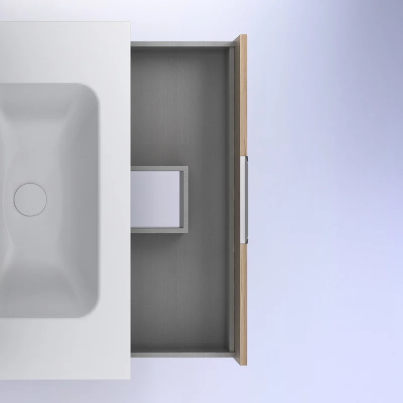 Mueble lavabo SUKI suspendido. Opción Blanco, Gris, Antracita, Fumé, Nogal. 2 y 4 cajones. Lavabo simple y doble.