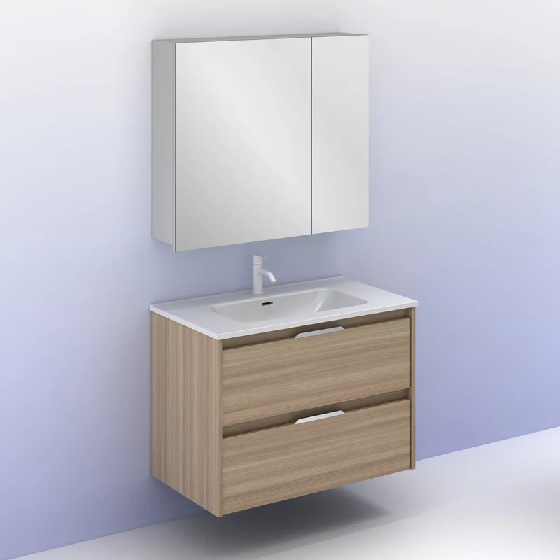 Mueble lavabo SUKI suspendido. Opción Blanco, Gris, Antracita, Fumé, Nogal. 2 y 4 cajones. Lavabo simple y doble.