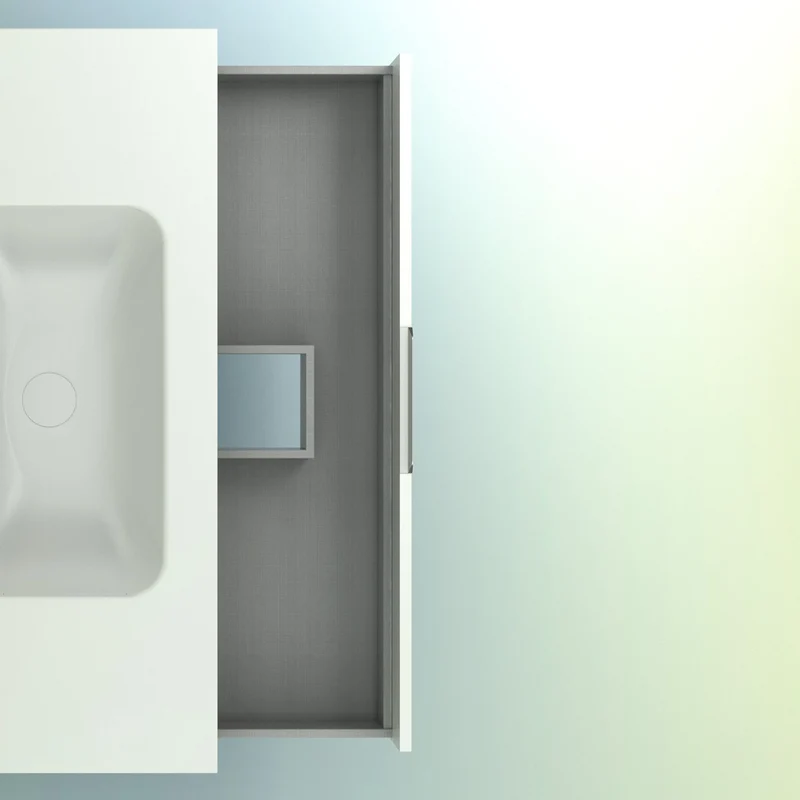 Mueble lavabo SUKI suspendido. Opción Blanco, Gris, Antracita, Fumé, Nogal. 2 y 4 cajones. Lavabo simple y doble.