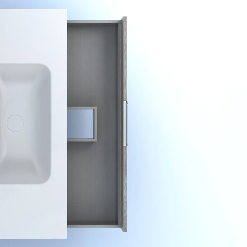 Mueble lavabo SUKI suspendido. Opción Blanco, Gris, Antracita, Fumé, Nogal. 2 y 4 cajones. Lavabo simple y doble.