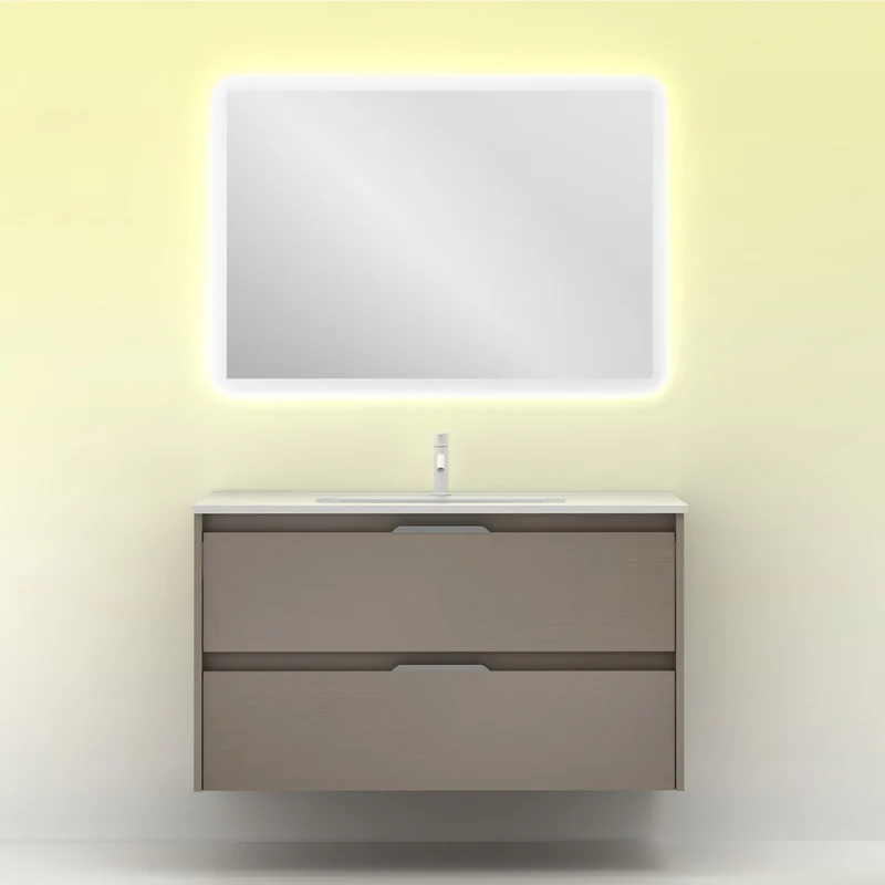 Mueble lavabo SUKI suspendido. Opción Blanco, Gris, Antracita, Fumé, Nogal. 2 y 4 cajones. Lavabo simple y doble.