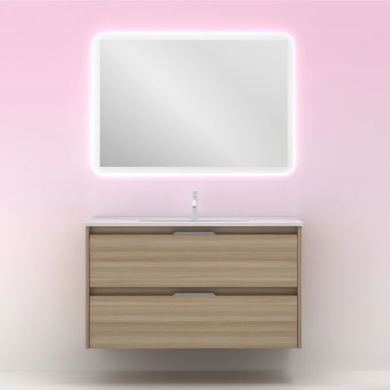Mueble lavabo SUKI suspendido. Opción Blanco, Gris, Antracita, Fumé, Nogal. 2 y 4 cajones. Lavabo simple y doble.