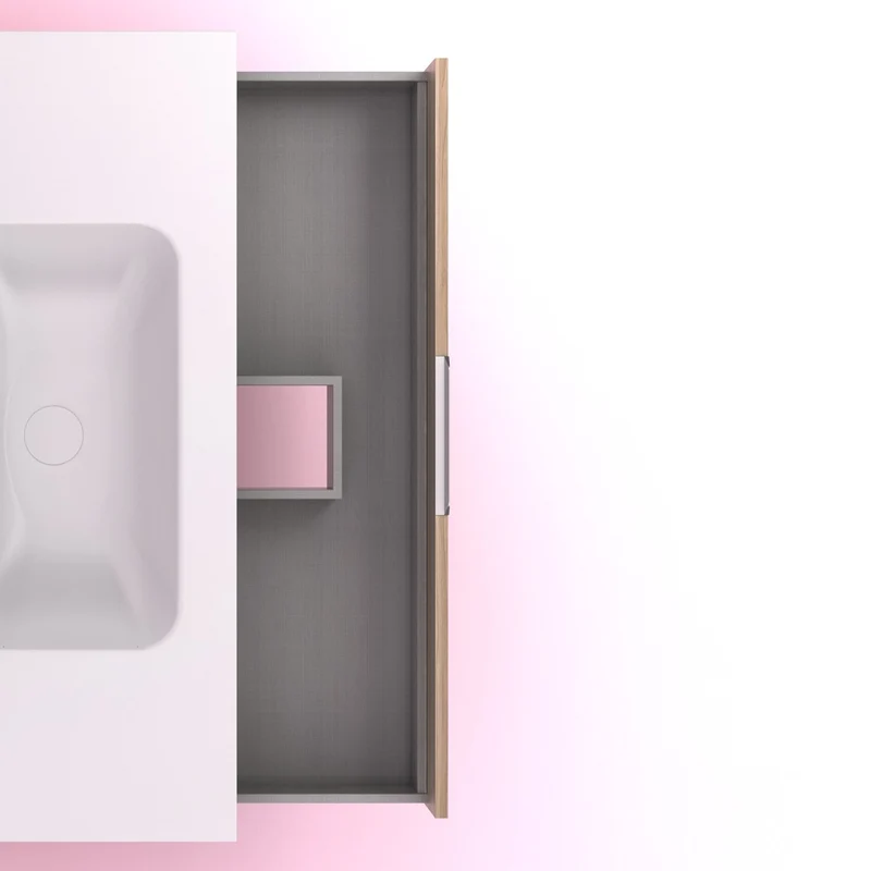 Mueble lavabo SUKI suspendido. Opción Blanco, Gris, Antracita, Fumé, Nogal. 2 y 4 cajones. Lavabo simple y doble.