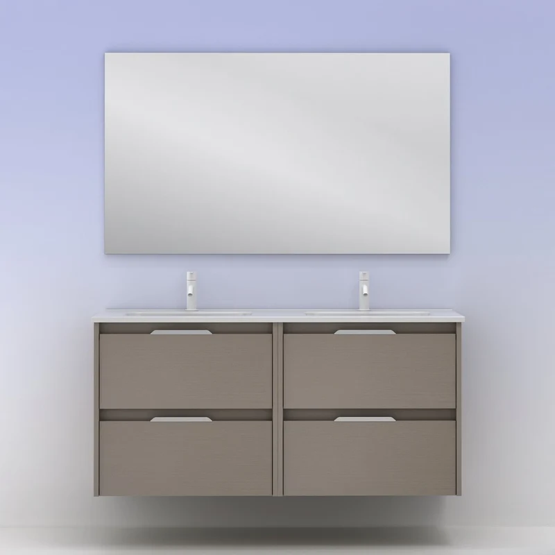 Mueble lavabo SUKI suspendido. Opción Blanco, Gris, Antracita, Fumé, Nogal. 2 y 4 cajones. Lavabo simple y doble.