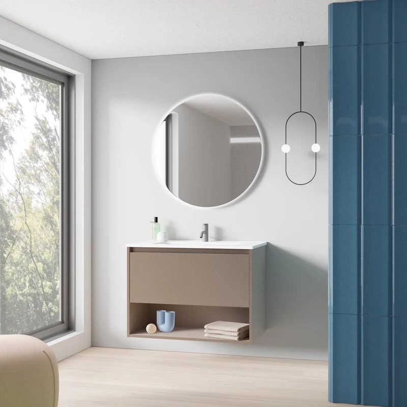 Mueble lavabo NIWA. Opción Blanco, Roble y Fumé.