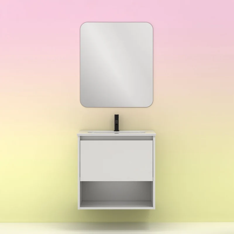 Mueble lavabo NIWA. Opción Blanco, Roble y Fumé.