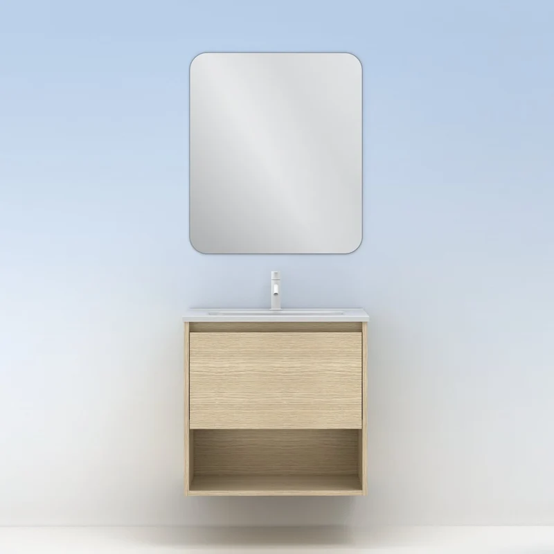 Mueble lavabo NIWA. Opción Blanco, Roble y Fumé.