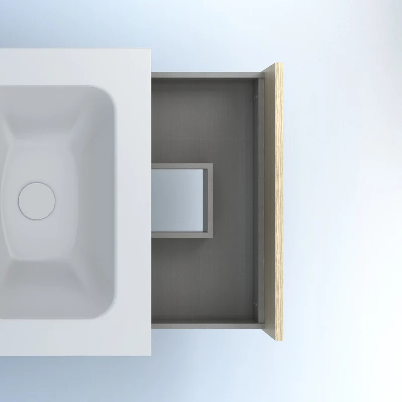 Mueble lavabo NIWA. Opción Blanco, Roble y Fumé.