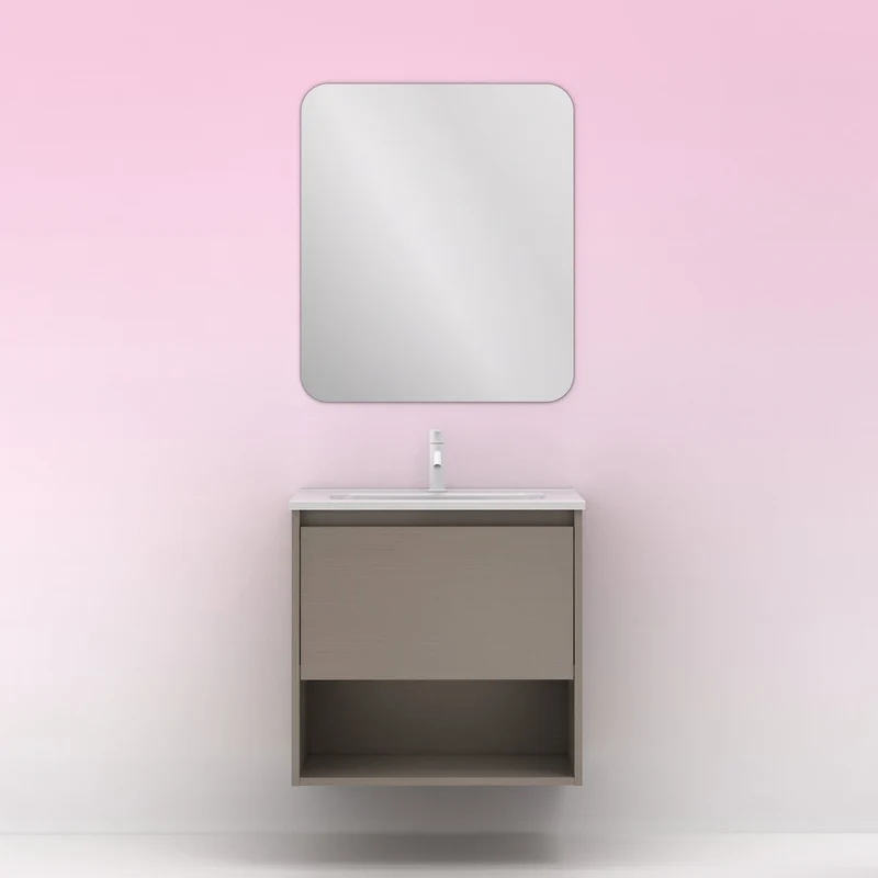 Mueble lavabo NIWA. Opción Blanco, Roble y Fumé.