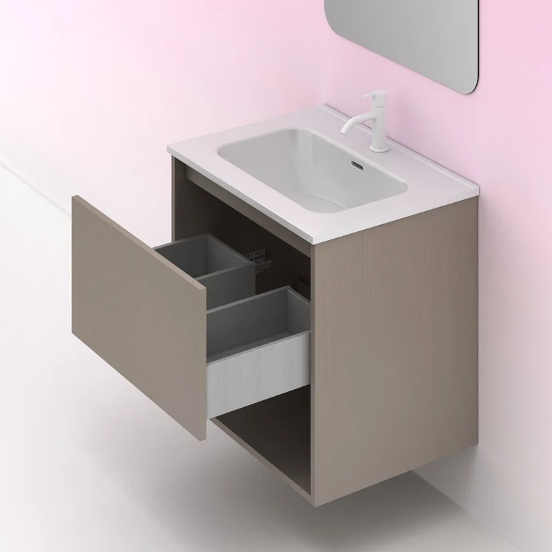 Mueble lavabo NIWA. Opción Blanco, Roble y Fumé.