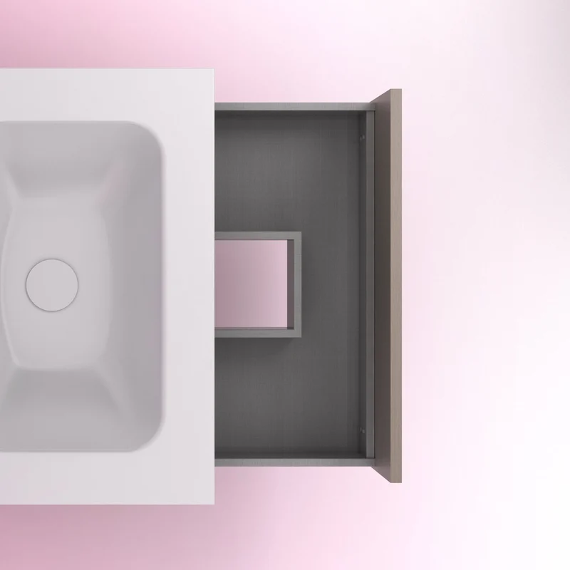 Mueble lavabo NIWA. Opción Blanco, Roble y Fumé.