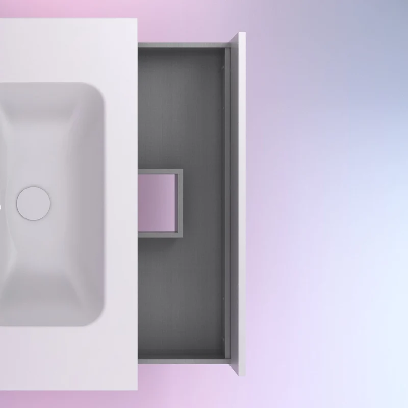 Mueble lavabo NIWA. Opción Blanco, Roble y Fumé.