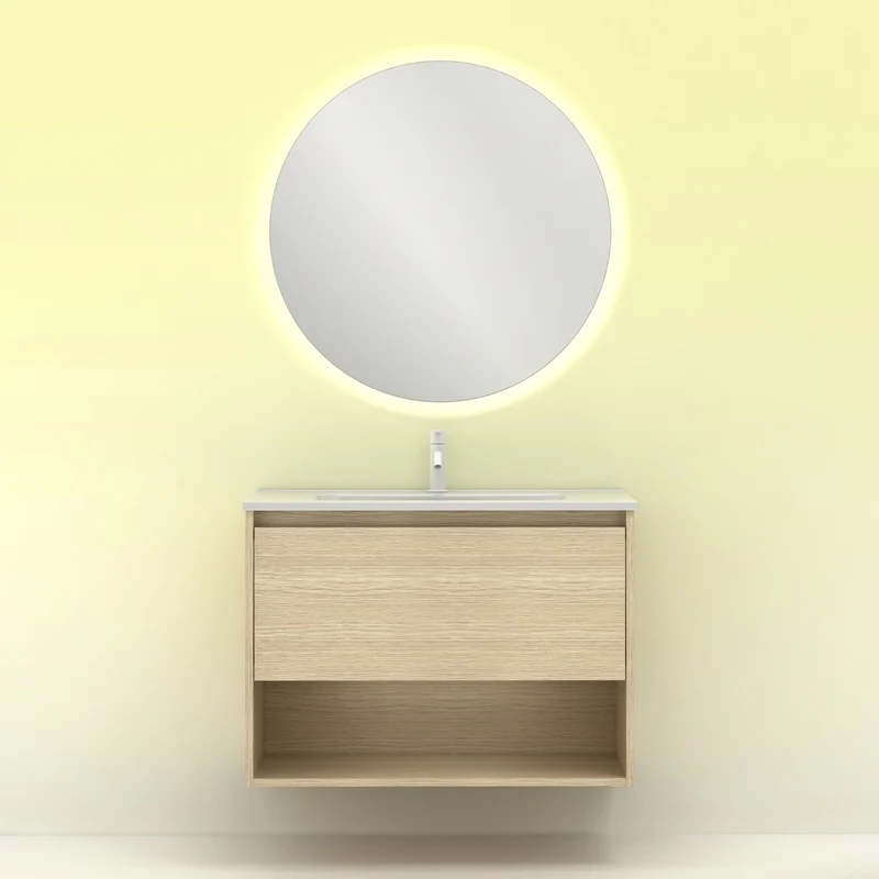 Mueble lavabo NIWA. Opción Blanco, Roble y Fumé.