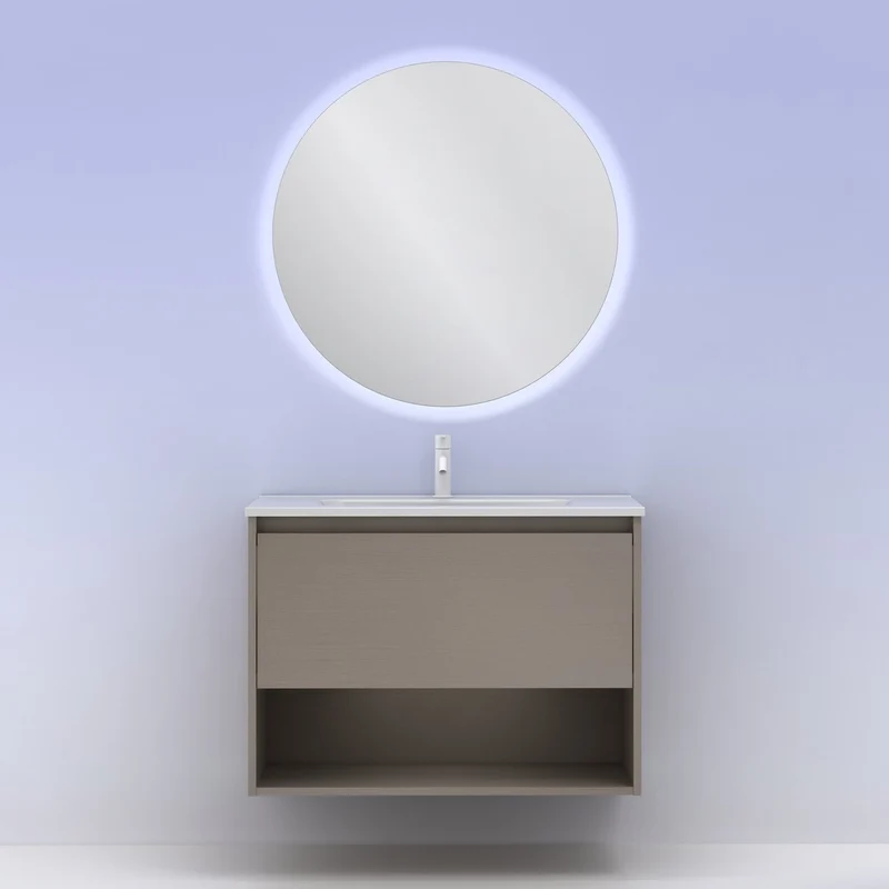 Mueble lavabo NIWA. Opción Blanco, Roble y Fumé.