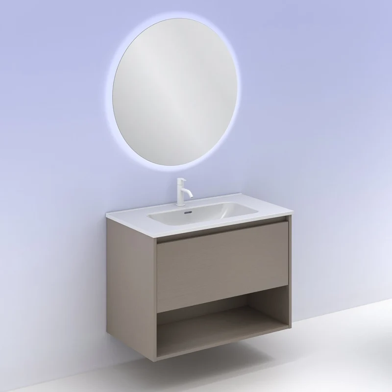 Mueble lavabo NIWA. Opción Blanco, Roble y Fumé.