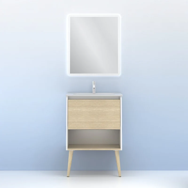 Mueble Lavabo NARA. Blanco Mate-Roble.