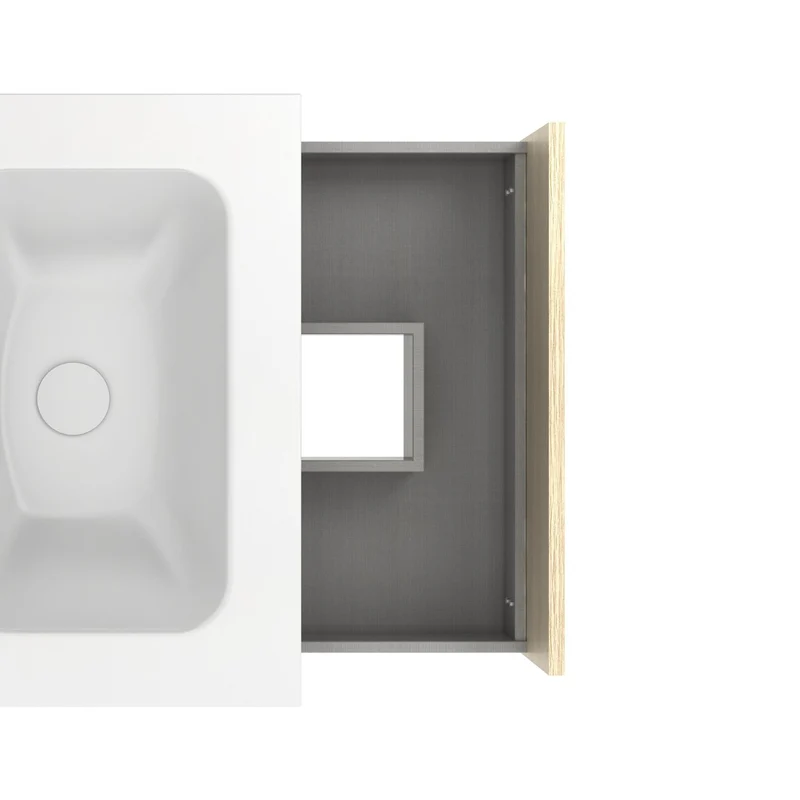 Mueble Lavabo NARA. Blanco Mate-Roble.