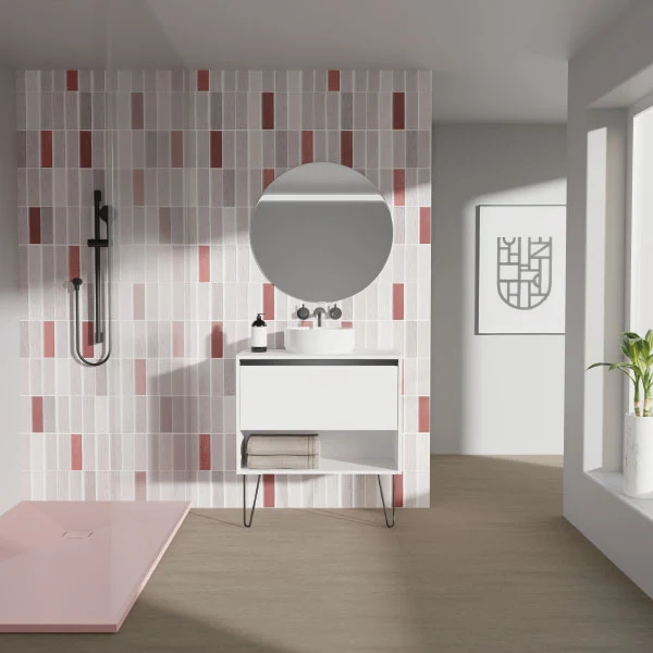 Mueble Lavabo + lavabo sobre encimera YOKO. Opción Blanco, Roble y Fumé