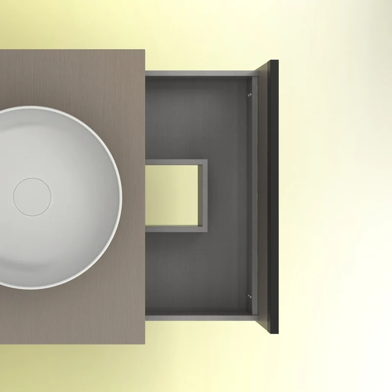 Mueble Lavabo + lavabo sobre encimera YOKO. Opción Blanco, Roble y Fumé