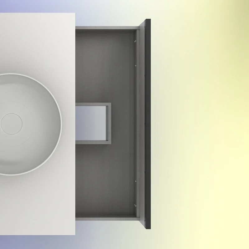 Mueble Lavabo + lavabo sobre encimera YOKO. Opción Blanco, Roble y Fumé