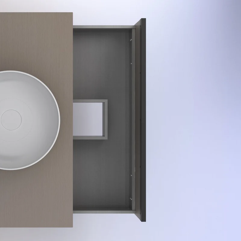 Mueble Lavabo + lavabo sobre encimera YOKO. Opción Blanco, Roble y Fumé