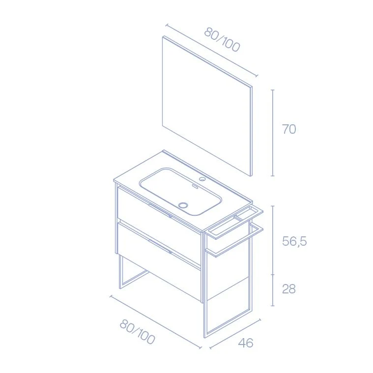 Mueble lavabo KEIKO. Opción Blanco, Gris y Fumé
