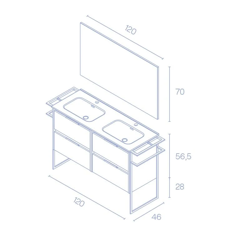 Mueble lavabo KEIKO. Opción Blanco, Gris y Fumé