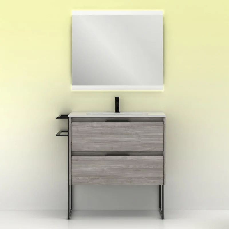 Mueble lavabo KEIKO. Opción Blanco, Gris y Fumé