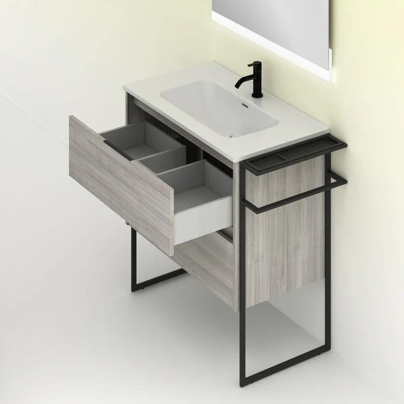 Mueble lavabo KEIKO. Opción Blanco, Gris y Fumé