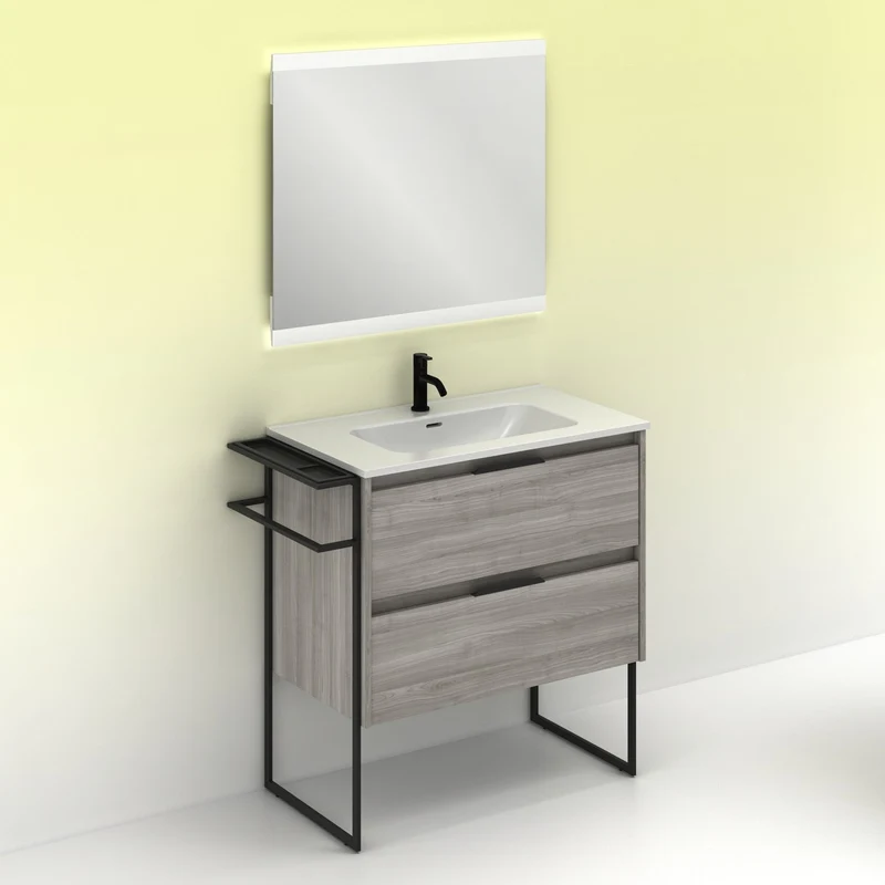Mueble lavabo KEIKO. Opción Blanco, Gris y Fumé