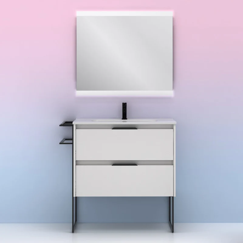 Mueble lavabo KEIKO. Opción Blanco, Gris y Fumé