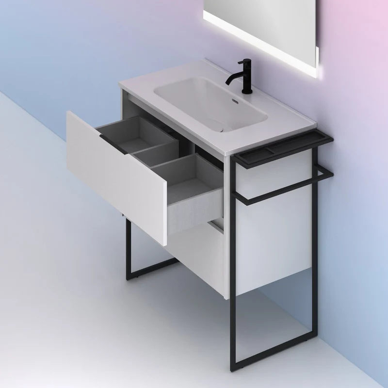 Mueble lavabo KEIKO. Opción Blanco, Gris y Fumé