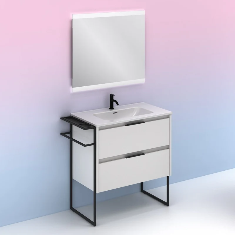Mueble lavabo KEIKO. Opción Blanco, Gris y Fumé