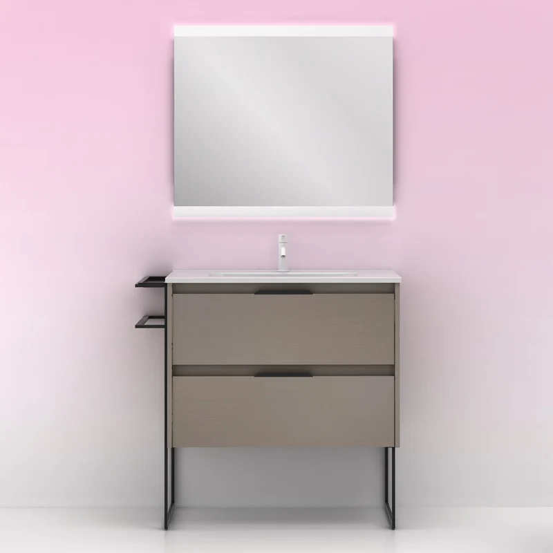 Mueble lavabo KEIKO. Opción Blanco, Gris y Fumé