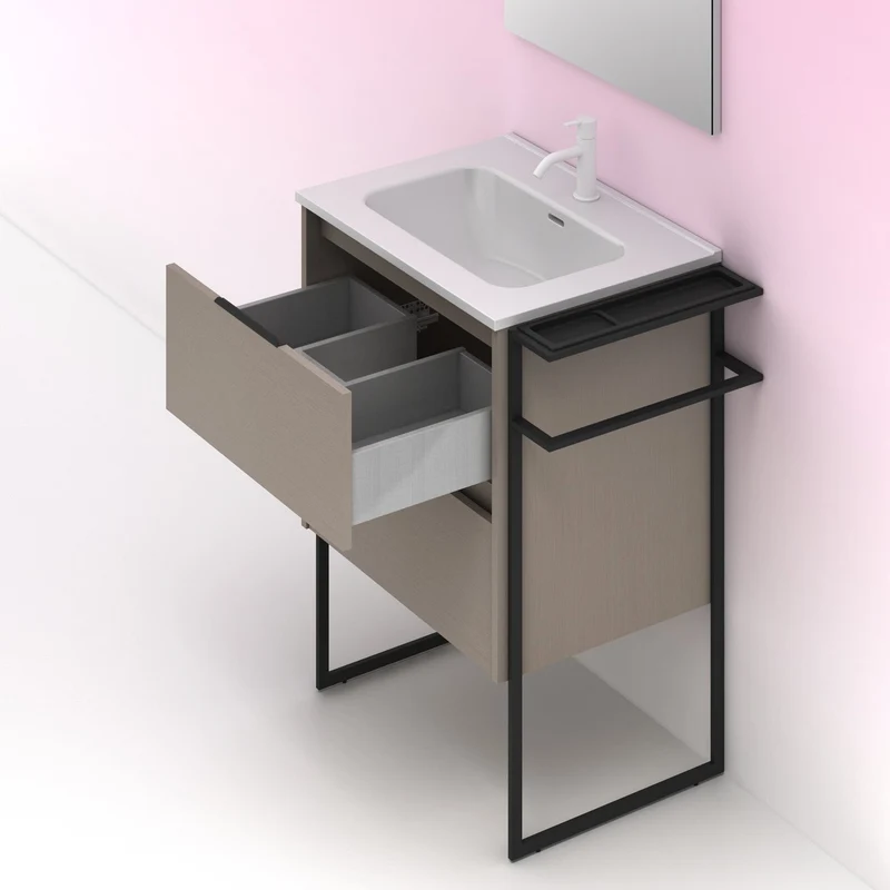 Mueble lavabo KEIKO. Opción Blanco, Gris y Fumé