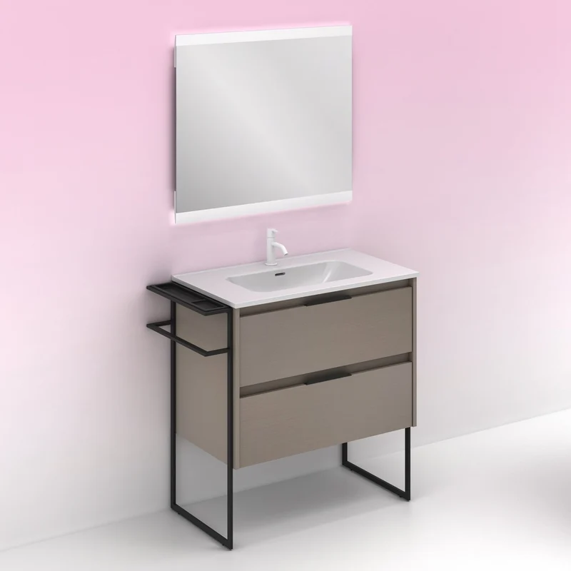 Mueble lavabo KEIKO. Opción Blanco, Gris y Fumé