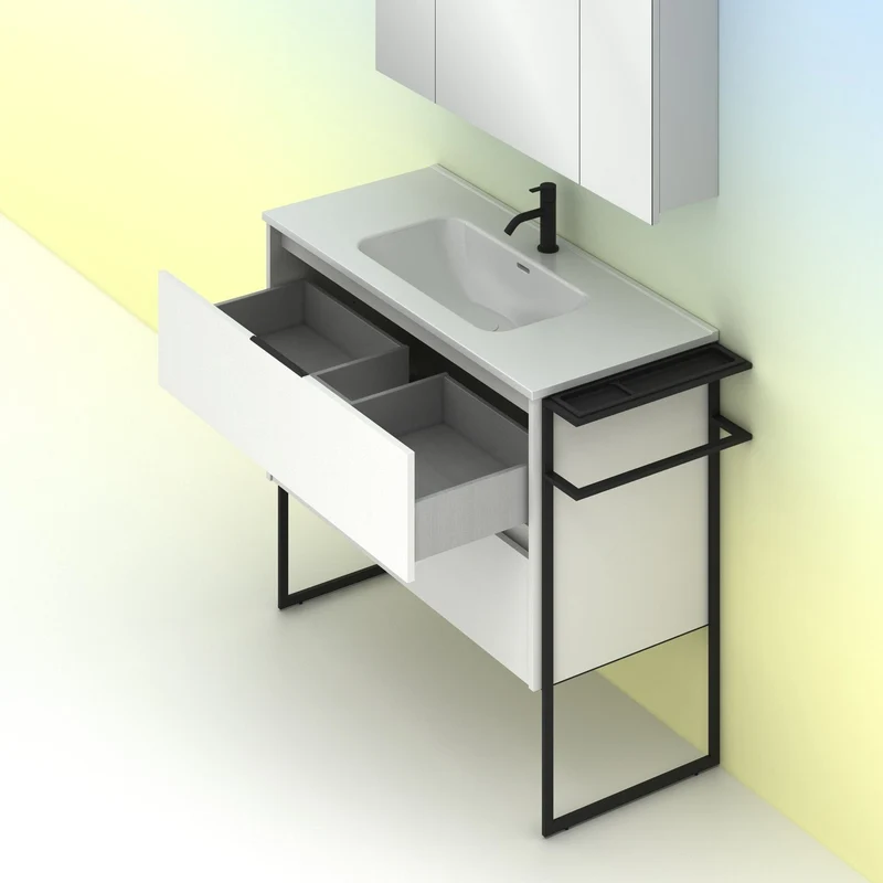 Mueble lavabo KEIKO. Opción Blanco, Gris y Fumé