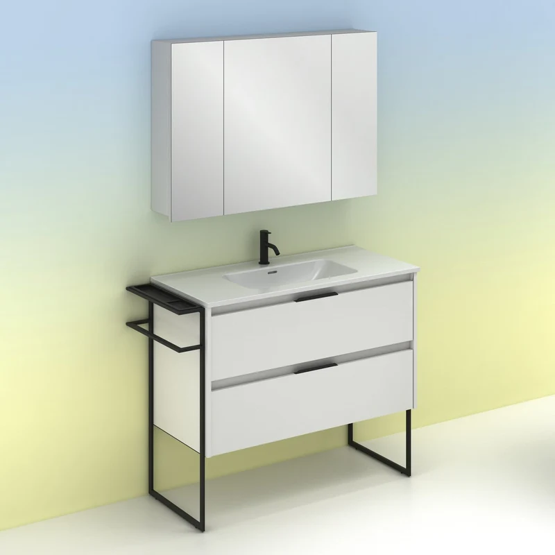 Mueble lavabo KEIKO. Opción Blanco, Gris y Fumé